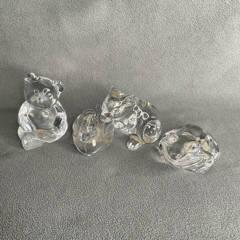 4 PRINCESS HOUSE PETS 24 % Lead Crystal Duck Frog Bear Rat Figurine‎ SET OF 4